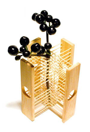 An elegant Bauhaus-style Bamboo-Lattice Bud Vase