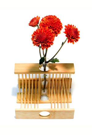 An elegant Bauhaus-style Bamboo-Lattice Bud Vase