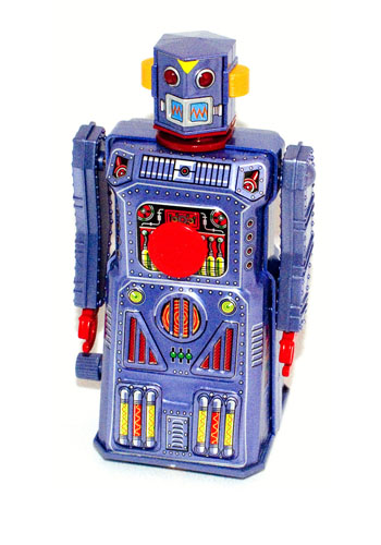 A wind-up, collector's edition replica of a classic 1960s toy robot