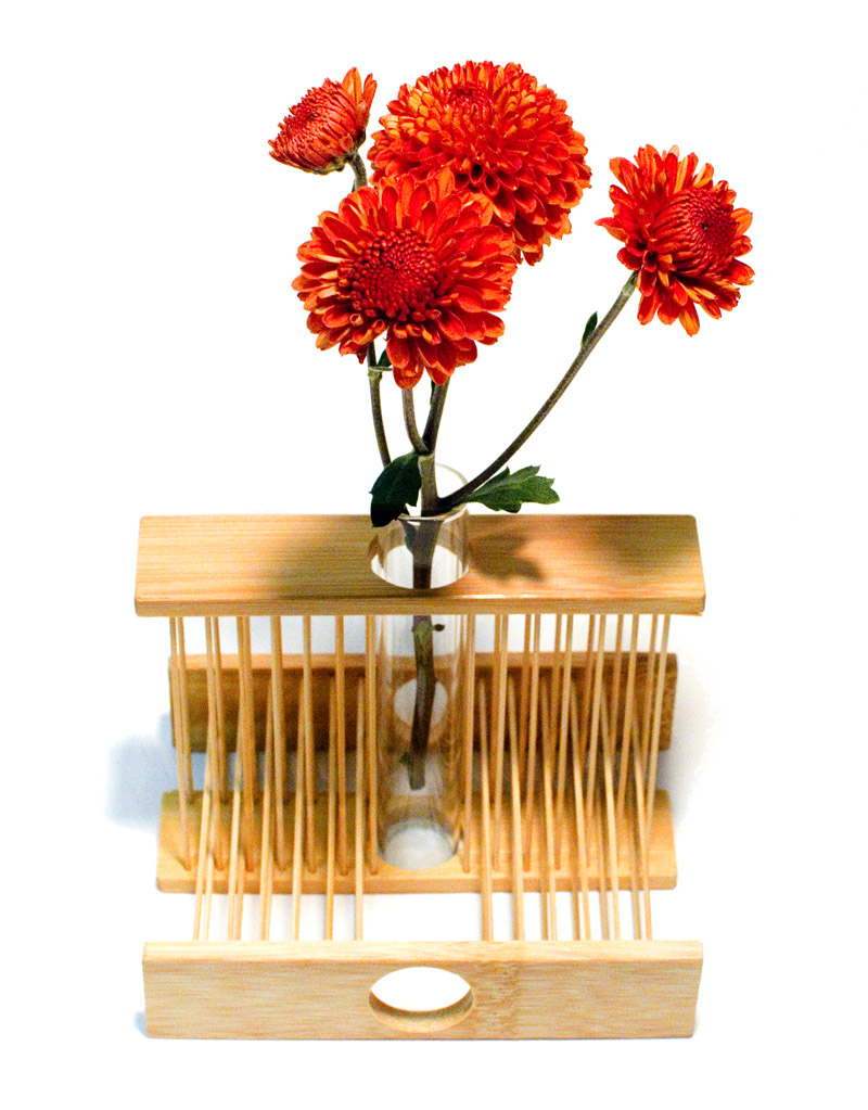 An elegant Bauhaus-style Bamboo-Lattice Bud Vase